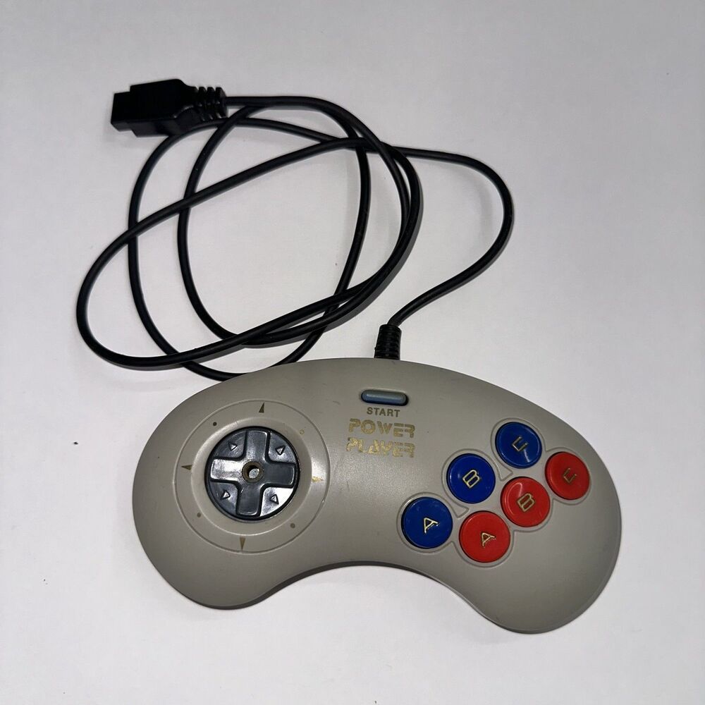 Power Player Sega Genesis 6 BUTTON 4 FOOT Wired Controller Analog GAMEPAD